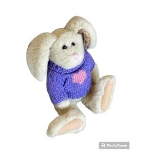 VINTAGE Boyd's BUNNY Rabbit Blue SWEATER w/ Pink HEART 1995